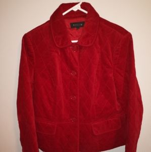 Women's quilted button jacket, size 8, red, brand- Talbots